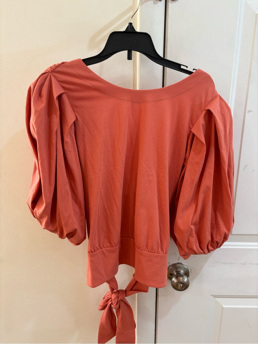 Express Rust Puff-Sleeve Tie-Back Sweatshirt